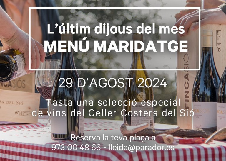 MENÚ MARIDAJE CON VINOS DO COSTERS DEL SEGRE